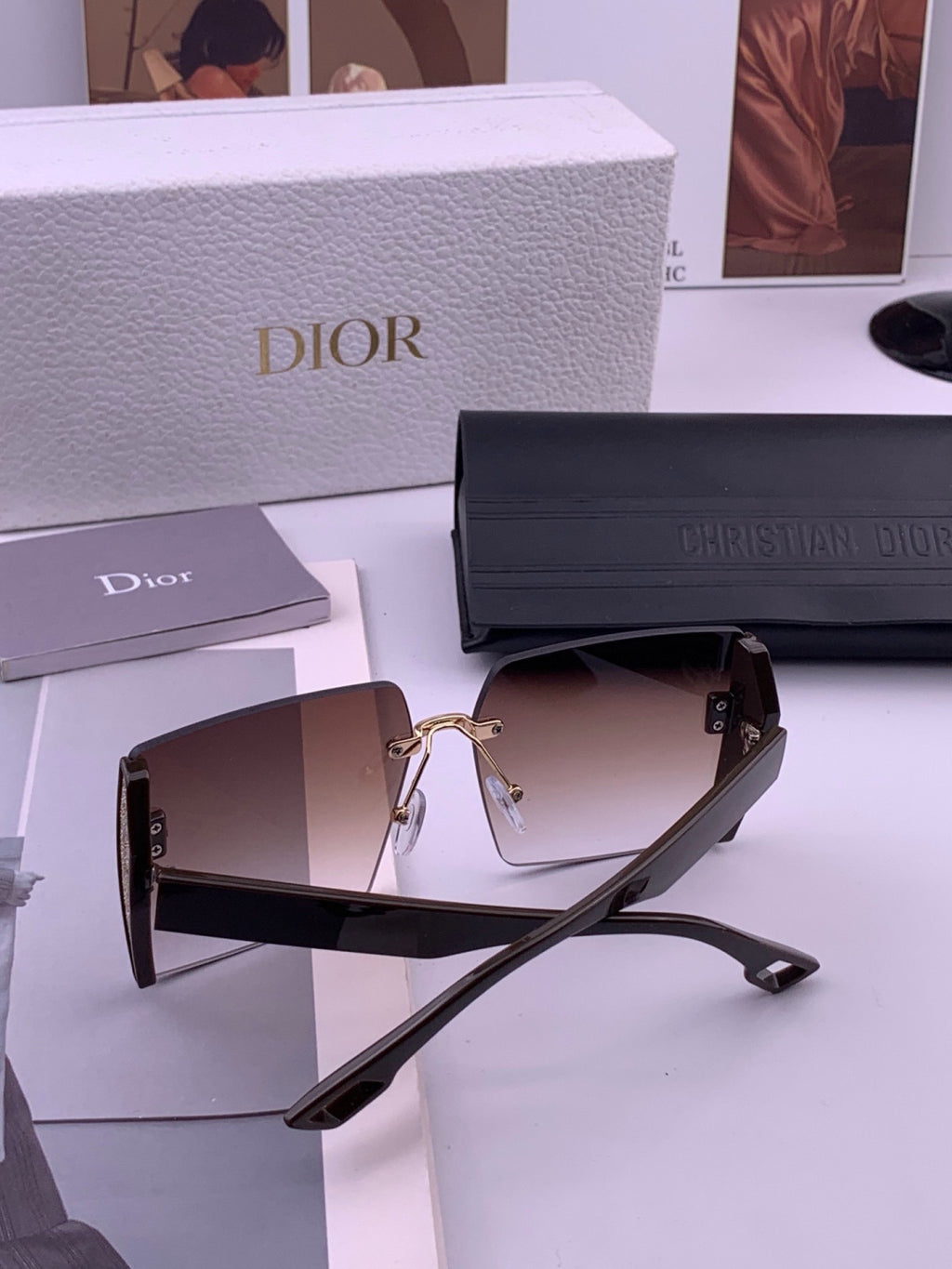 Dior CD2233 Lightweight Metal Rimless Gold Lens Sunglasses for Women - 449101 - detail image 5