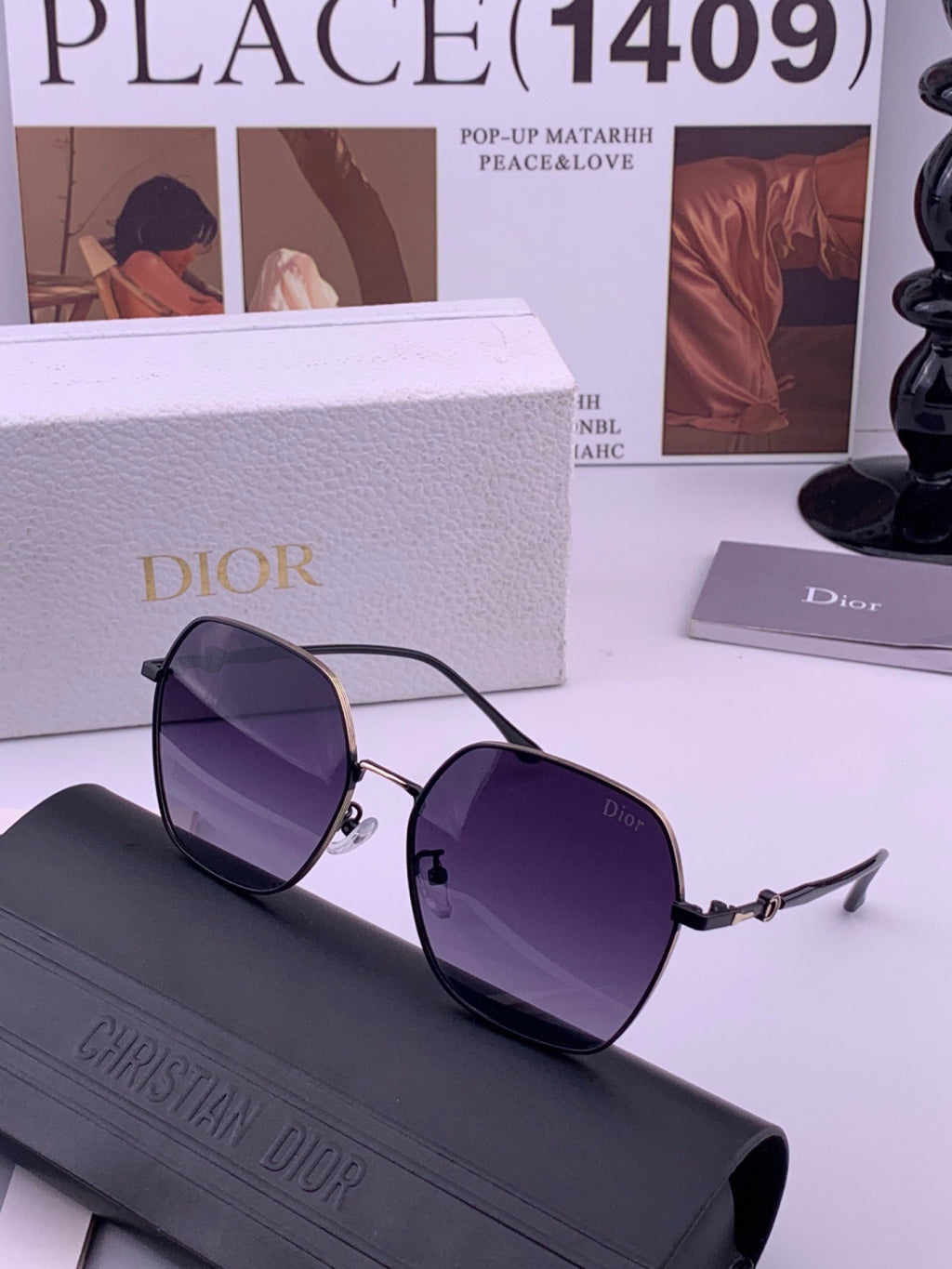 Dior CD7210 Square Gold Lens Sunglasses for Women - 449150 - detail image 2