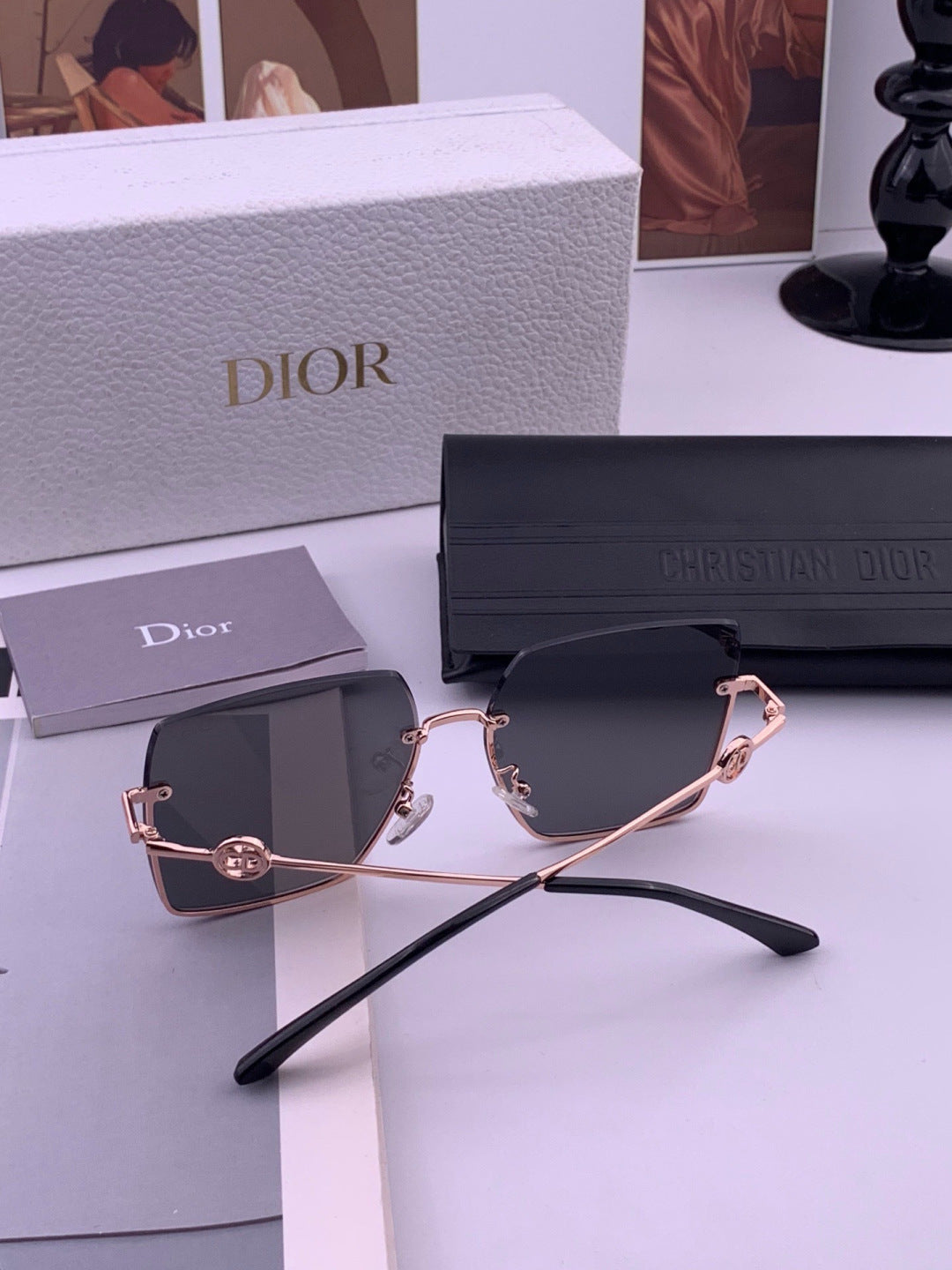 Dior CD7371 Lightweight Rimless Black Lens Sunglasses for Women - 449151 - detail image 7