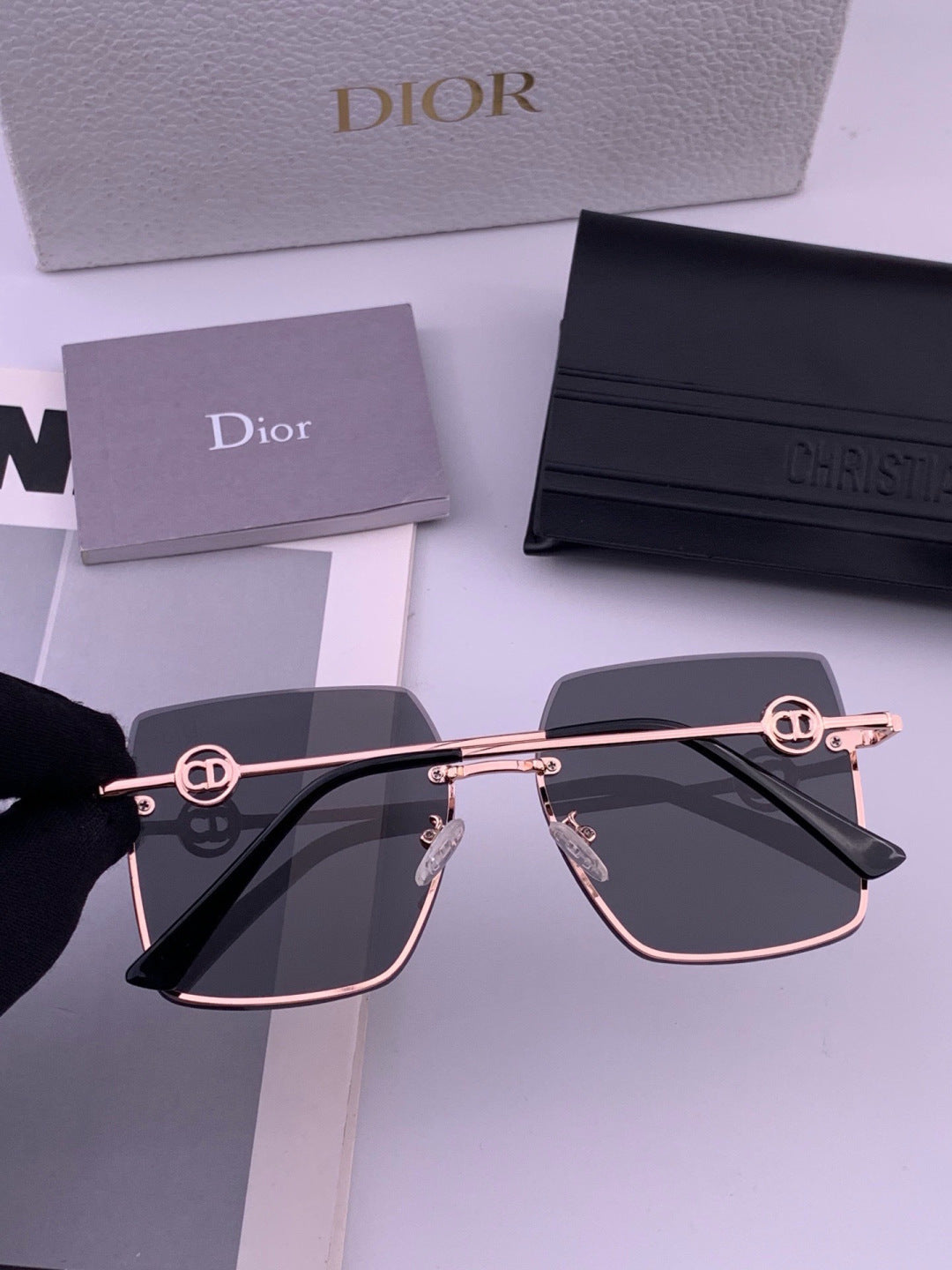 Dior CD7371 Lightweight Rimless Black Lens Sunglasses for Women - 449151 - detail image 5