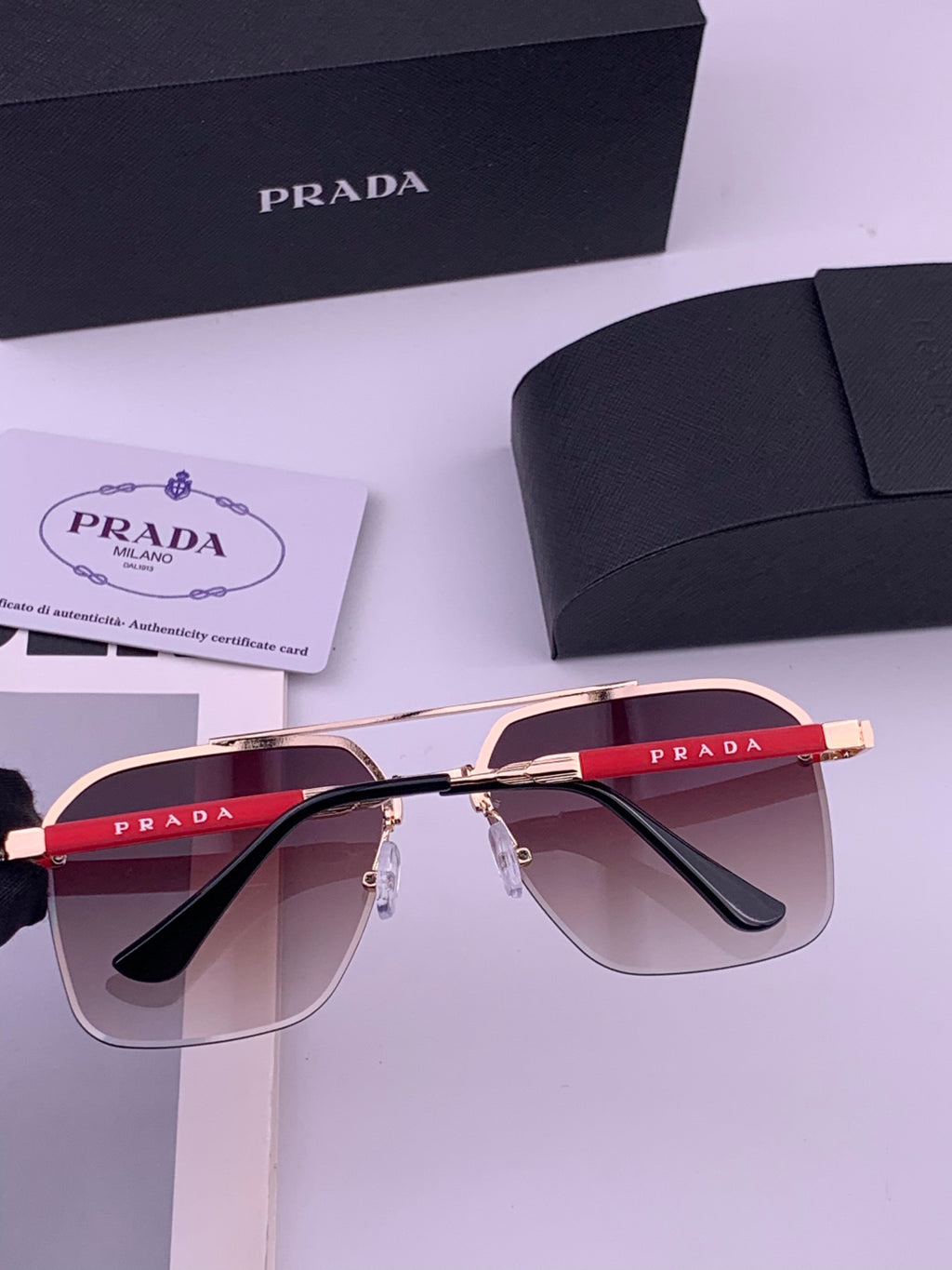 Prada Fashion Black Lens Sunglasses for Men - 449358 - detail image 5