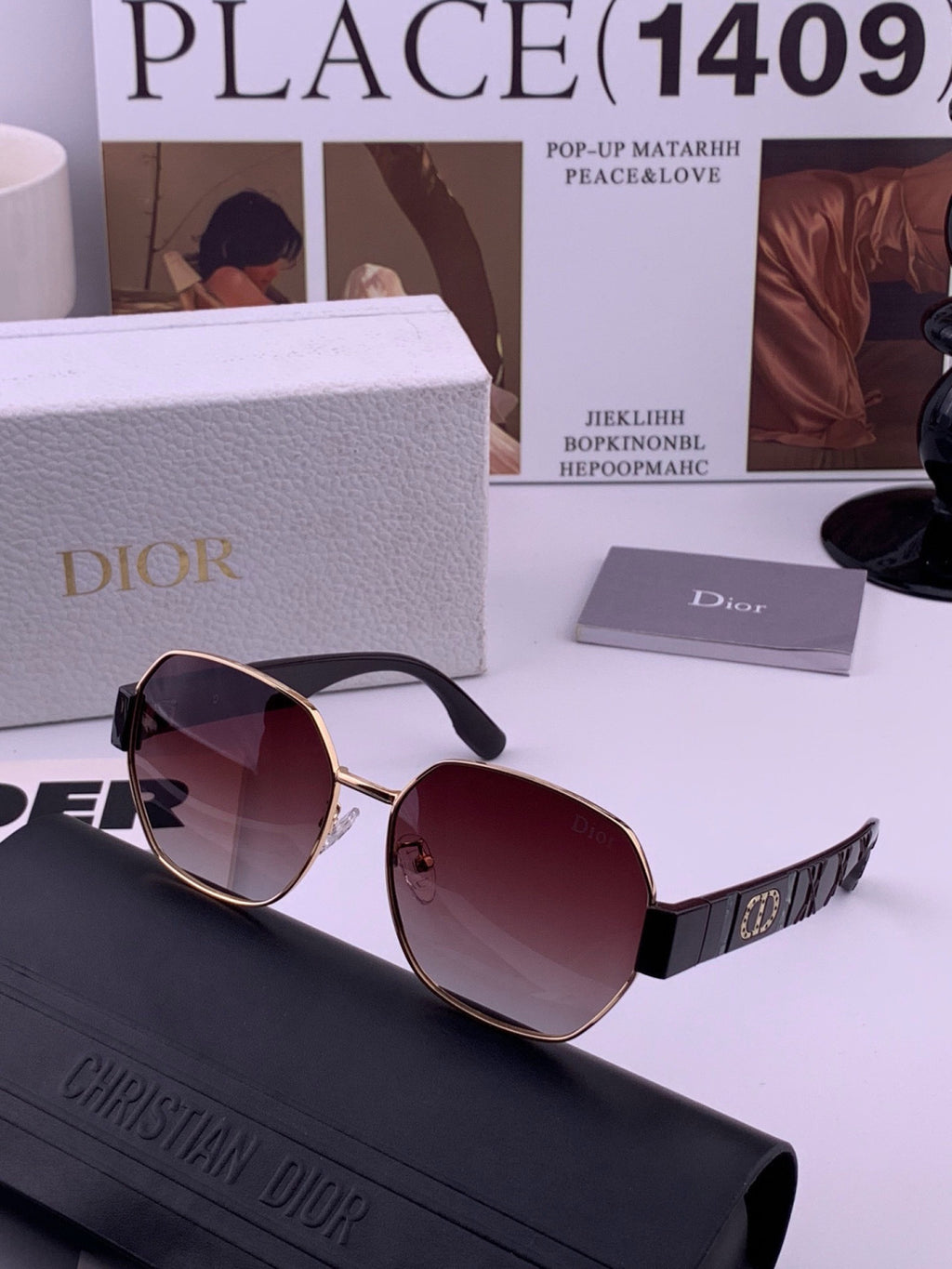 Dior CD9370 Round Black Lens Sunglasses for Women - 449171 - detail image 5