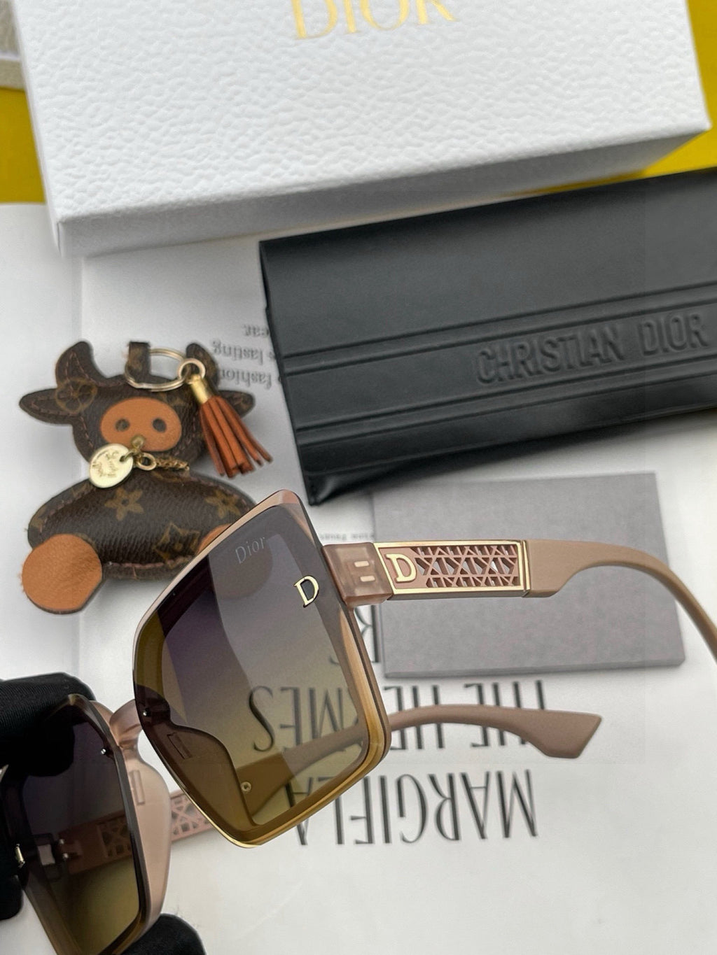 Dior CD4190 Square Gold Lens Sunglasses for Women - 465335 - detail image 5