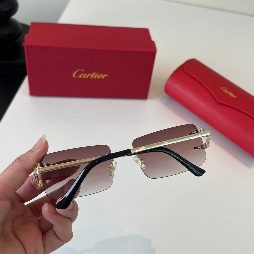 Cartier Lightweight Metal Rimless Red Lens Sunglasses for Men & Women - 465863 - detail image 7