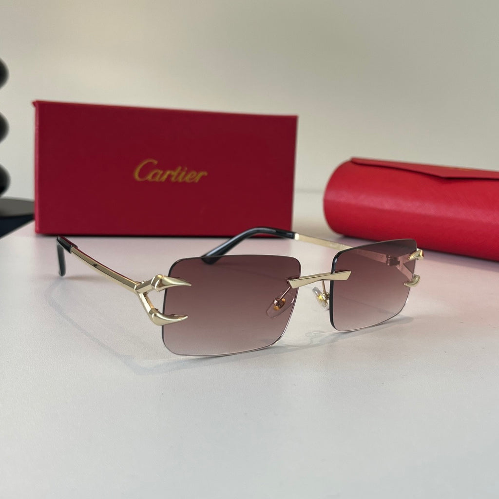 Cartier Lightweight Metal Rimless Red Lens Sunglasses for Men & Women - 465863