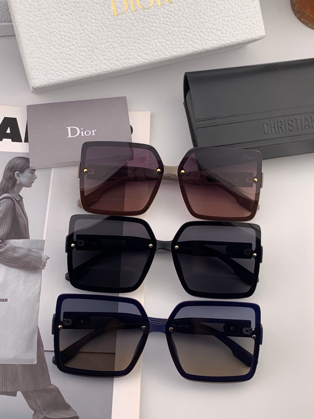 Dior CD2727 Polarized Square Red Lens Sunglasses for Women - 465387 - detail image 6