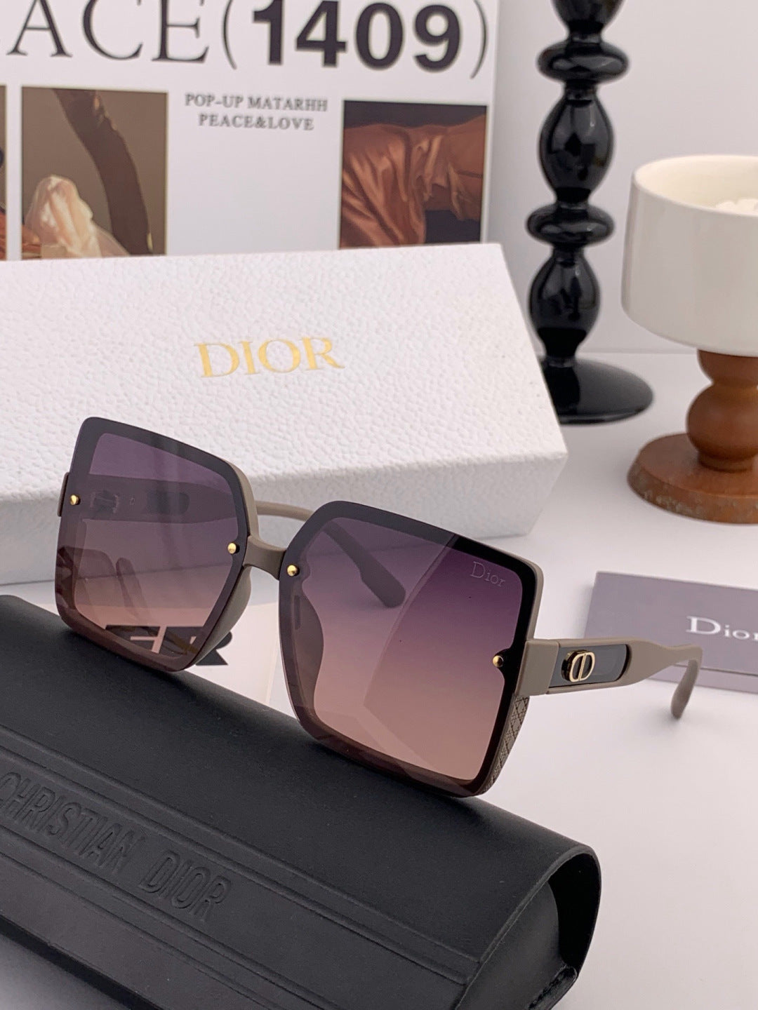 Dior CD2727 Polarized Square Red Lens Sunglasses for Women - 465387 - detail image 3