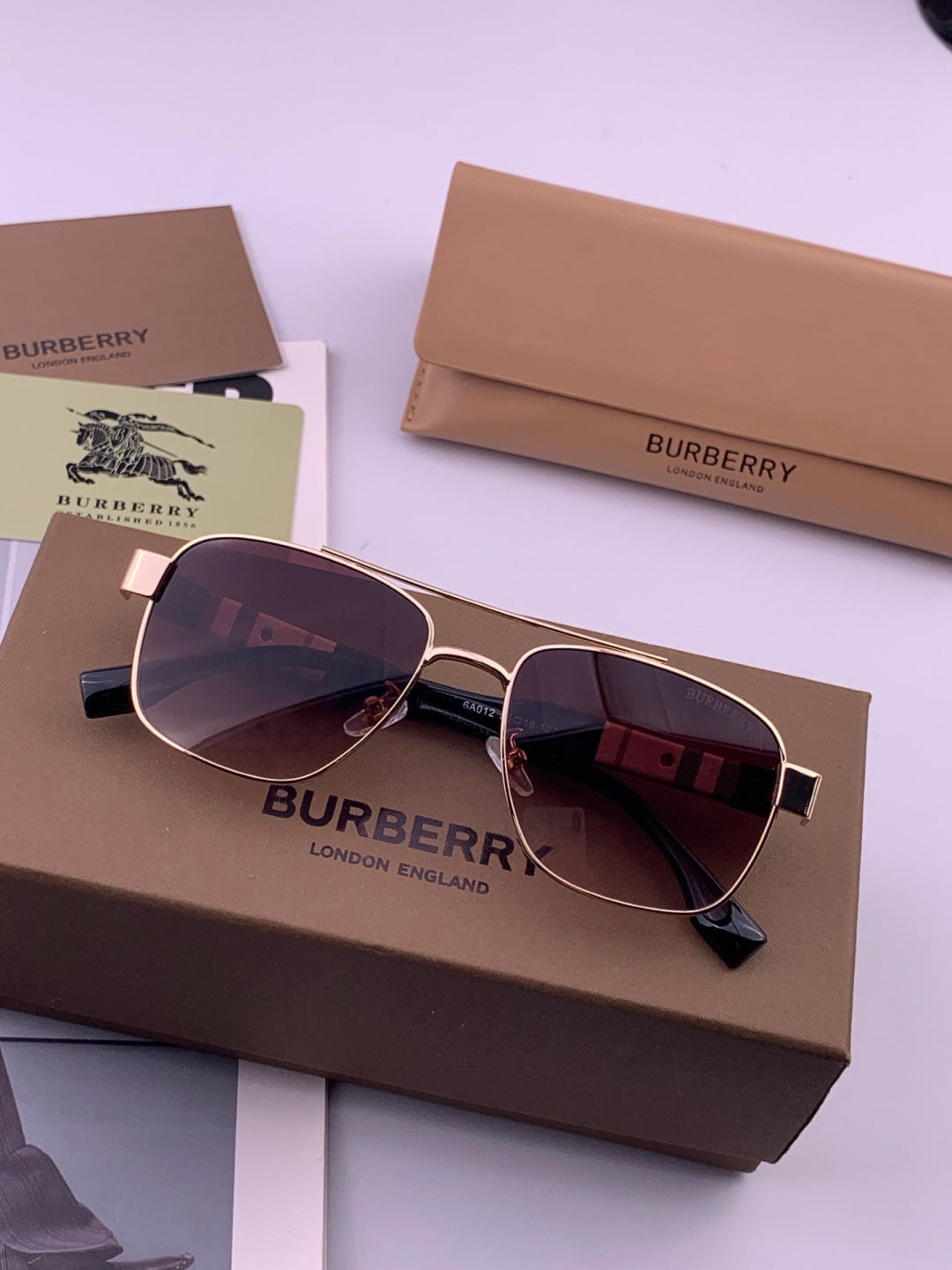 Burberry B201 Aviator Black Lens Sunglasses for Men - 465950 - detail image 7