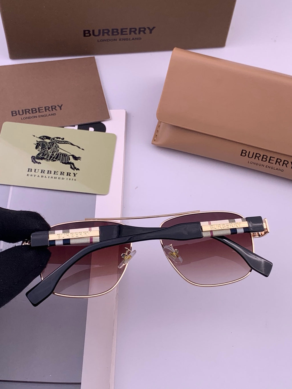 Burberry B201 Aviator Black Lens Sunglasses for Men - 465950 - detail image 5