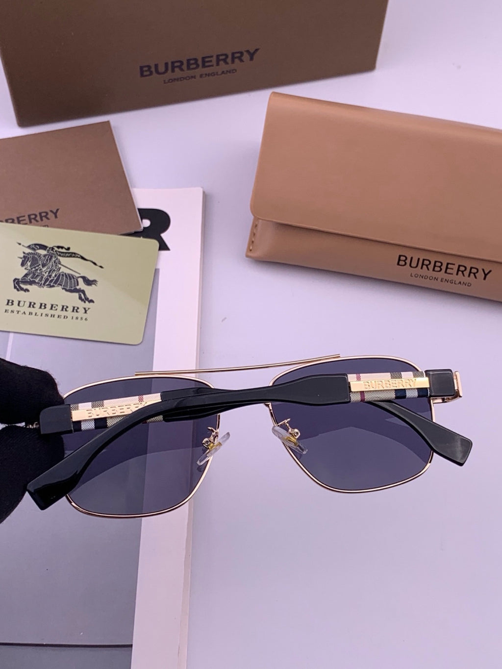 Burberry B201 Aviator Blue Lens Sunglasses for Men - 465951 - detail image 5