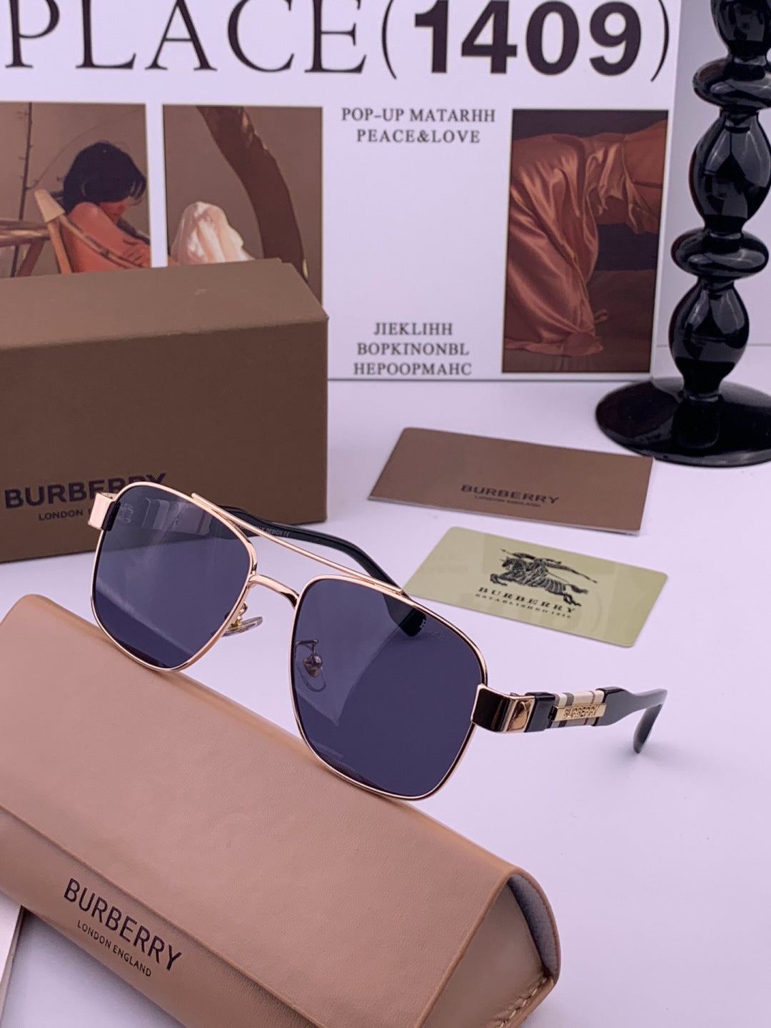 Burberry B201 Aviator Blue Lens Sunglasses for Men - 465951 - detail image 2