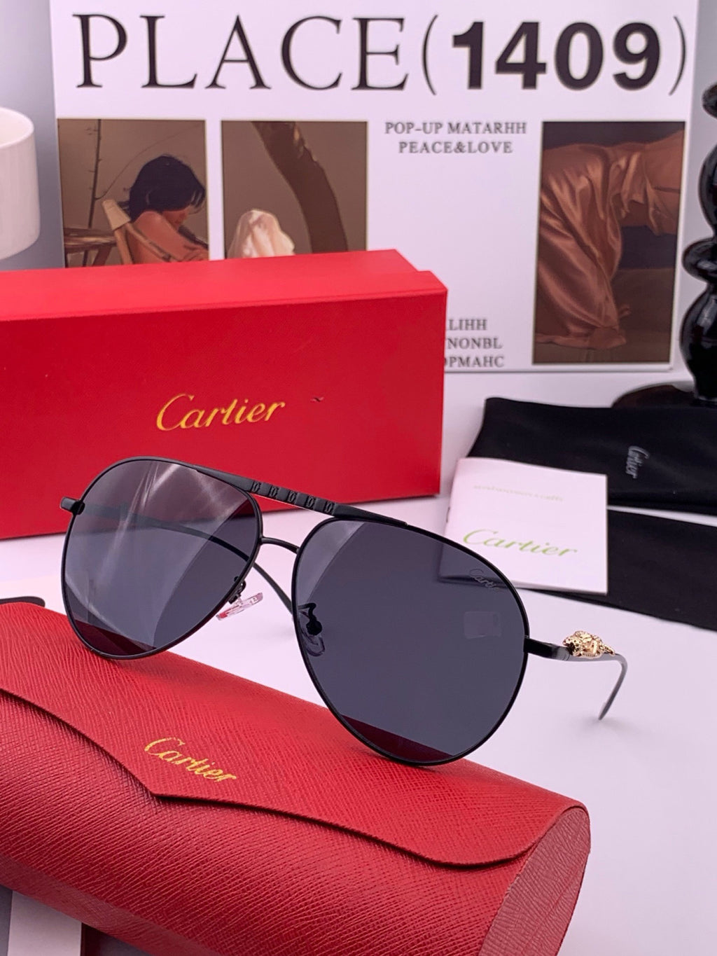 Cartier K41758 Fashion Red Lens Sunglasses for Men & Women - 465874 - detail image 4
