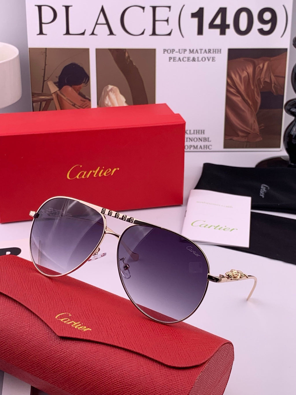 Cartier K41758 Fashion Red Lens Sunglasses for Men & Women - 465874 - detail image 2