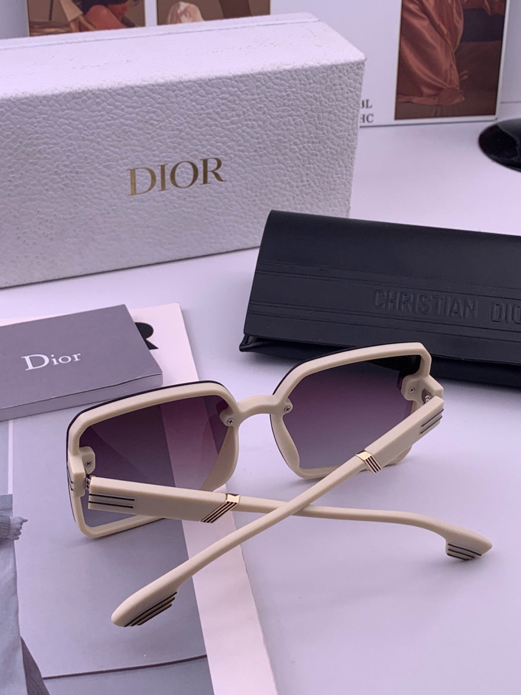Dior CD8226 Polarized Square Red Lens Sunglasses for Women - detail image 5