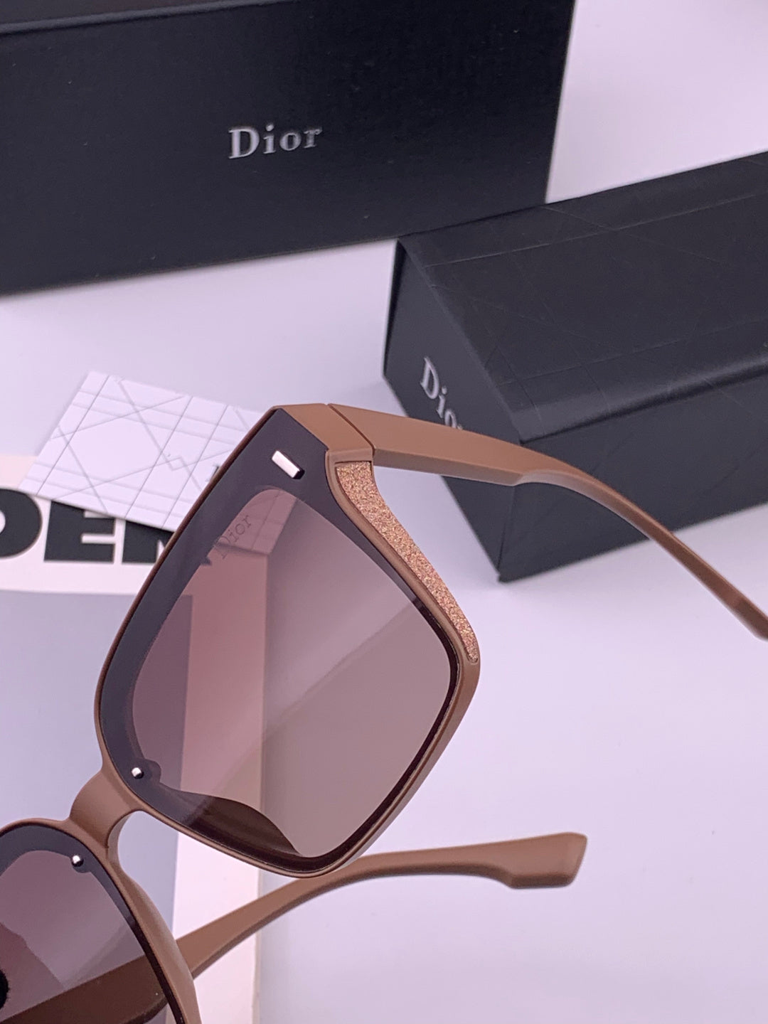 Dior CD883 Polarized Square Gold Lens Sunglasses for Women - detail image 3