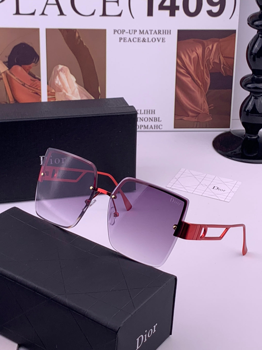 Dior D9681 Square Gold Lens Sunglasses for Men & Women - detail image 2