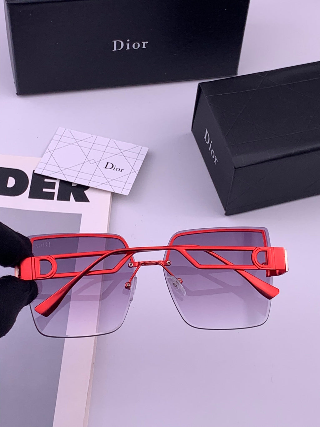 Dior D9681 Square Gold Lens Sunglasses for Men & Women - detail image 5