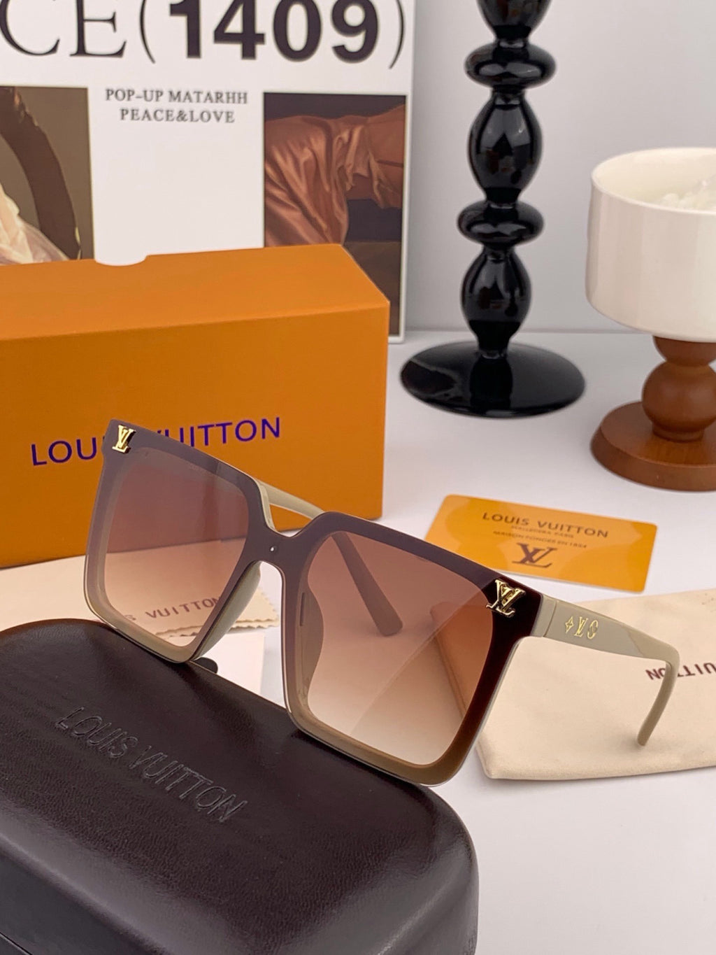 Louis Vuitton L6006 Oversized Black Lens Sunglasses for Men & Women - 464806
