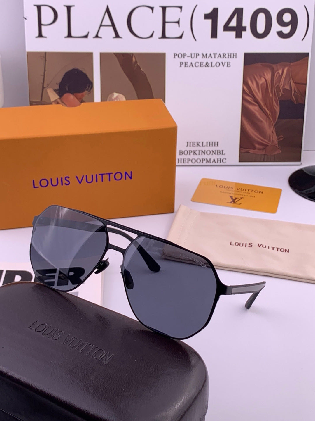 Louis Vuitton L6229 Polarized Aviator Blue Lens Sunglasses for Men - 464787 - detail image 4