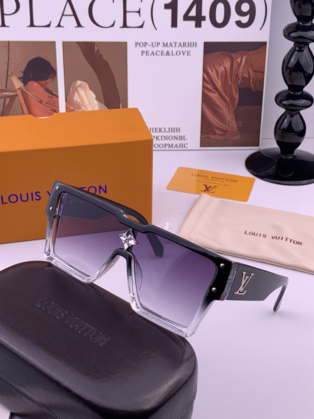 Louis Vuitton L7600 Square Black Lens Sunglasses for Women - 464699 - detail image 2