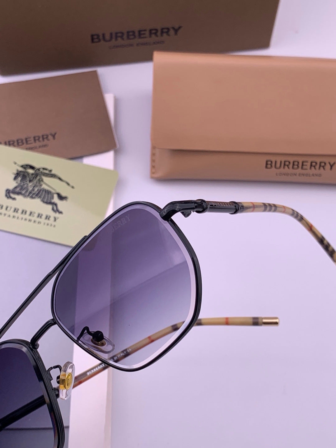 Burberry B938 Aviator Purple Lens Sunglasses for Men - detail image 3