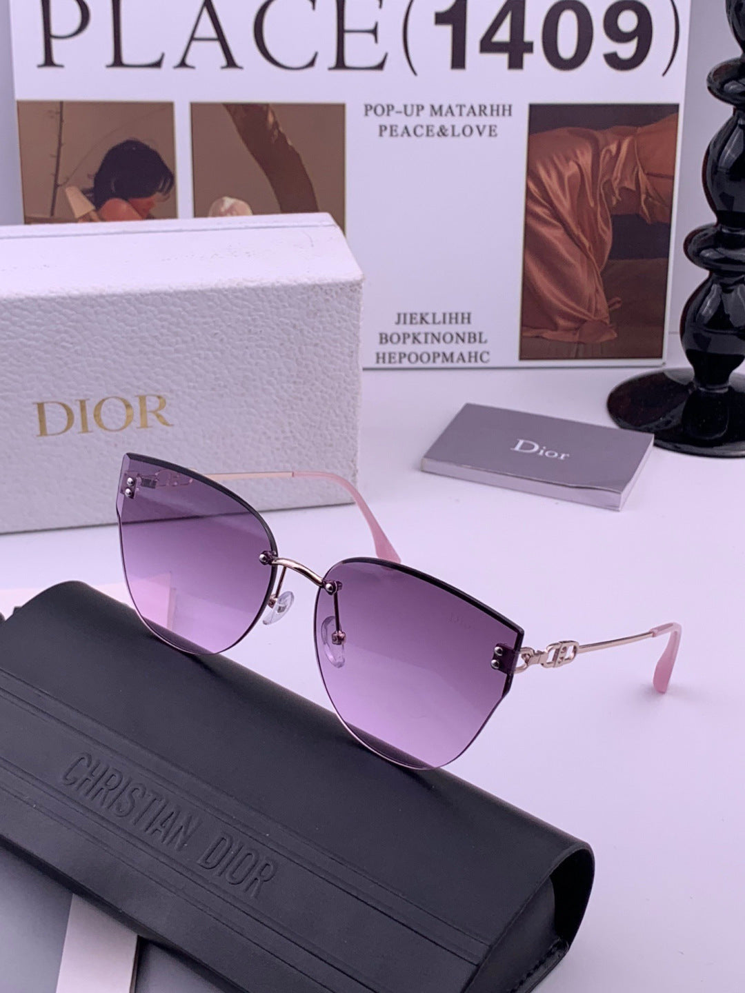 Dior CD3251 Lightweight Rimless Brown Lens Sunglasses for Women