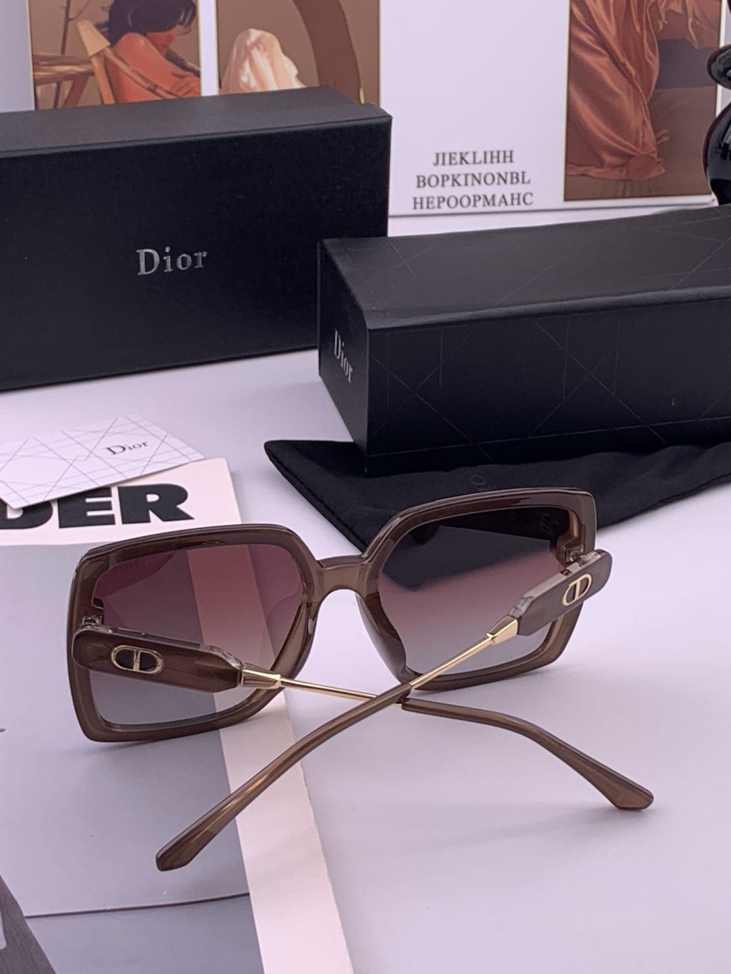 Dior CD6305 Polarized Square Gold Lens Sunglasses for Women - detail image 5