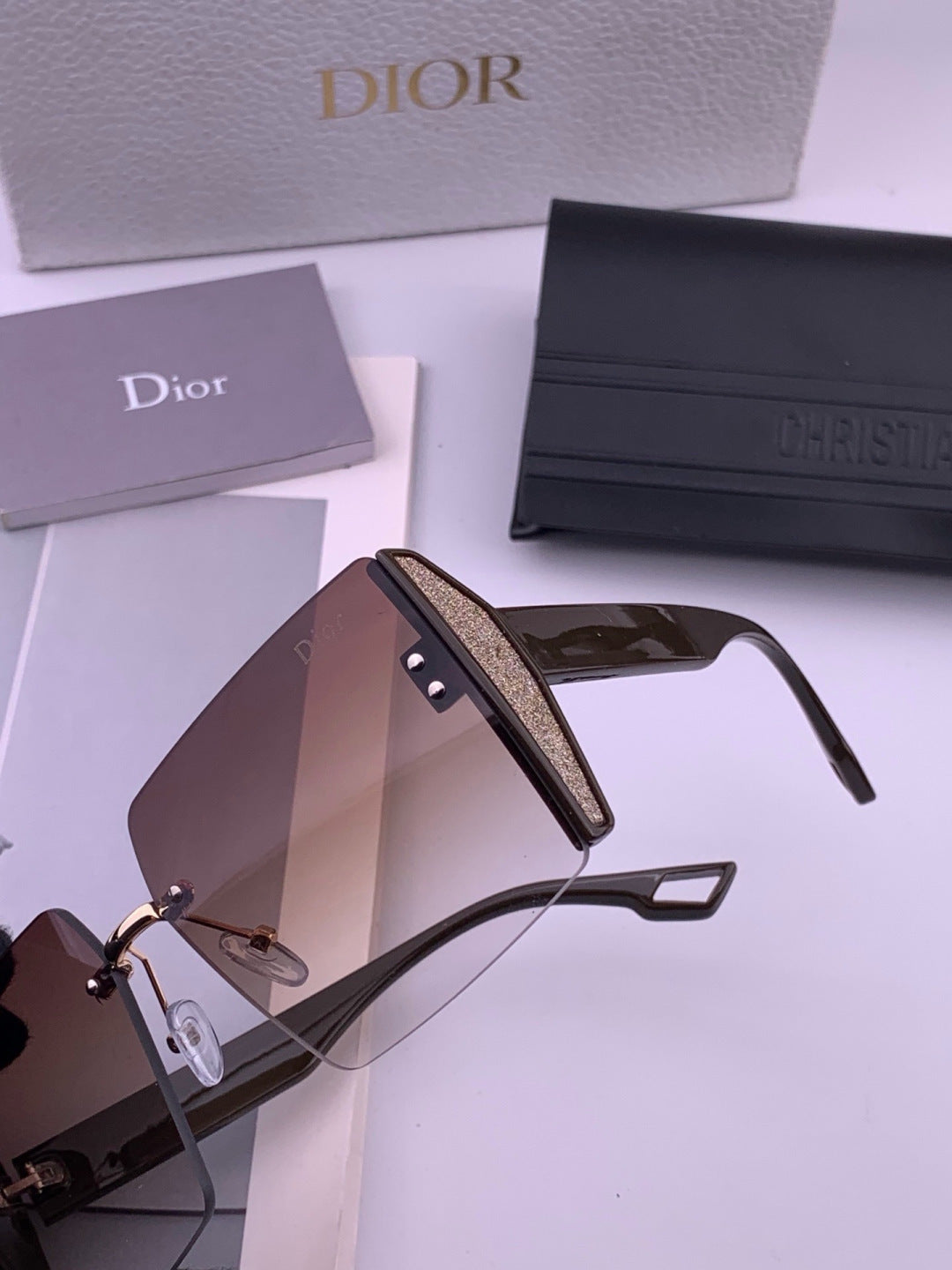 Dior CD2233 Lightweight Metal Rimless Gold Lens Sunglasses for Women - detail image 3