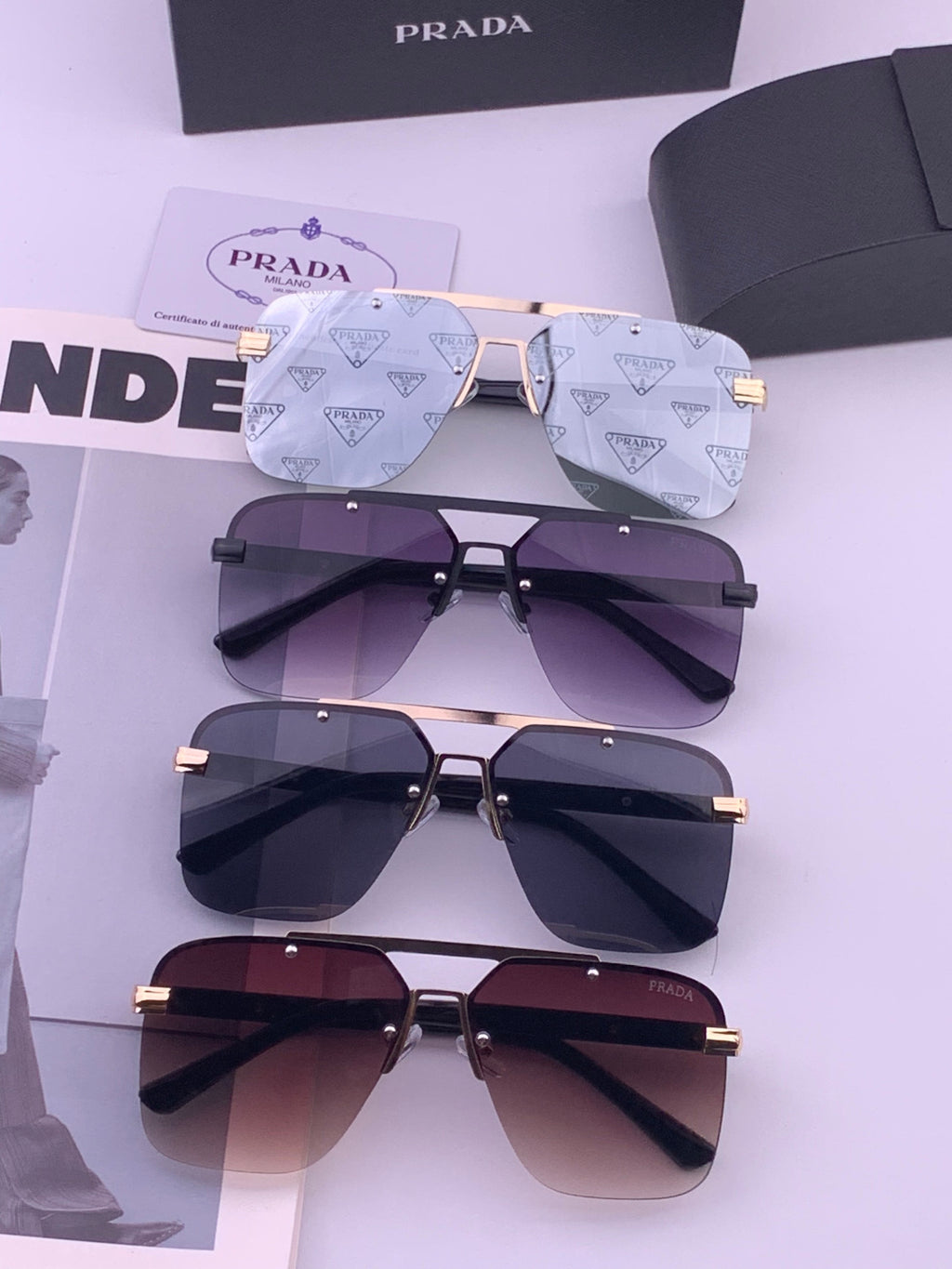 Prada Fashion Blue Lens Sunglasses for Men - 487021 - detail image 7