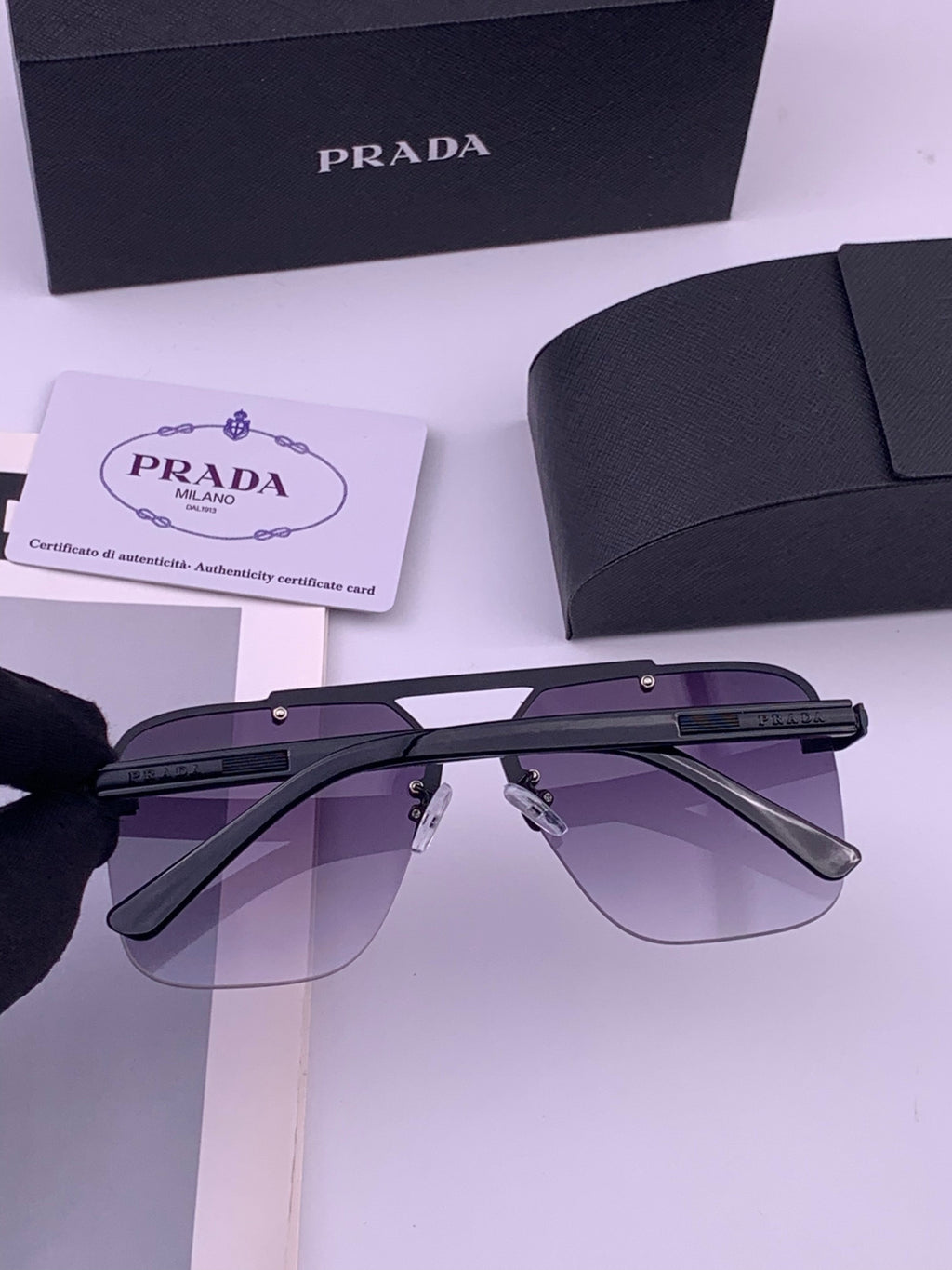Prada Fashion Blue Lens Sunglasses for Men - 487023 - detail image 4