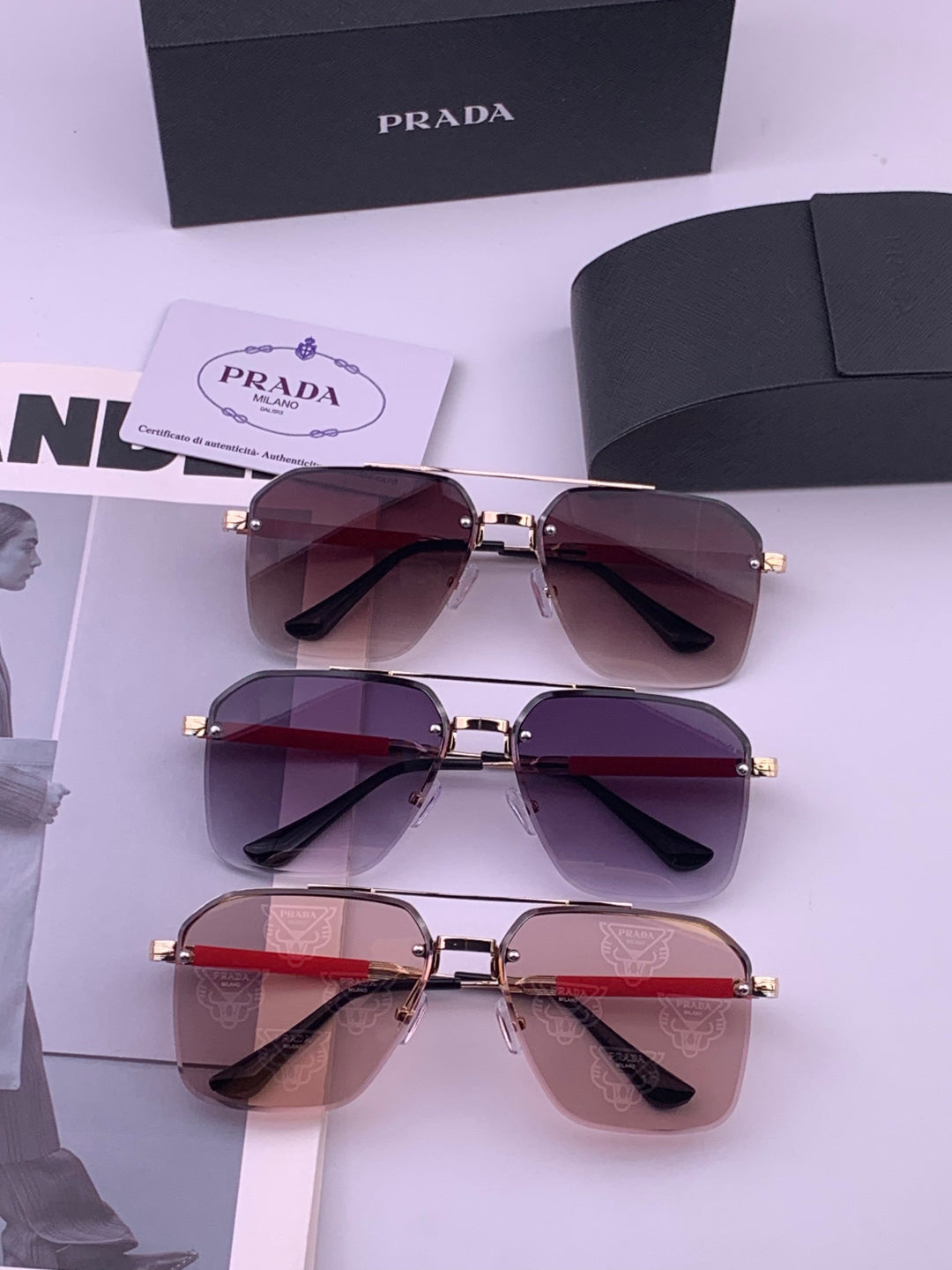 Prada Fashion Black Lens Sunglasses for Men - 487026 - detail image 8