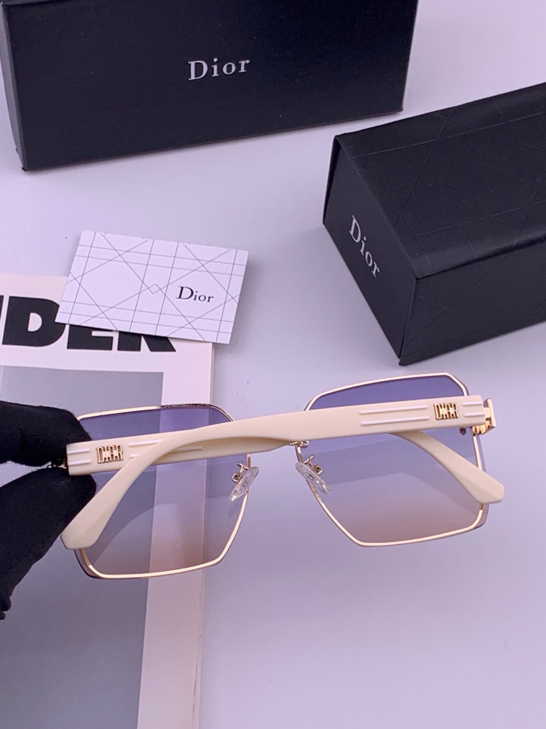 Dior CD0238 Polarized Square Gold Lens Sunglasses for Women - detail image 4