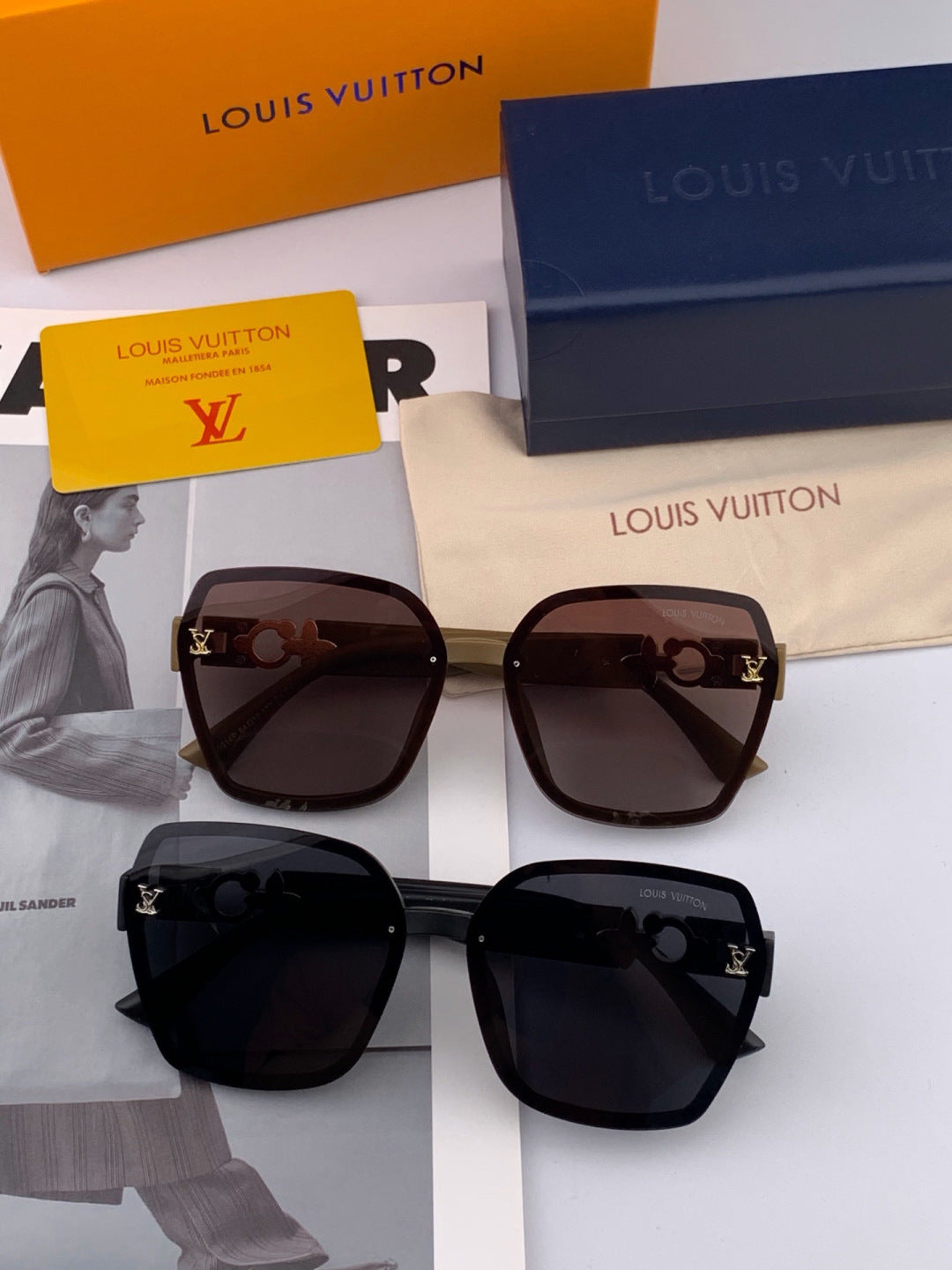 Louis Vuitton L4991 Polarized Square Gold Lens Sunglasses for Men & Women - detail image 6