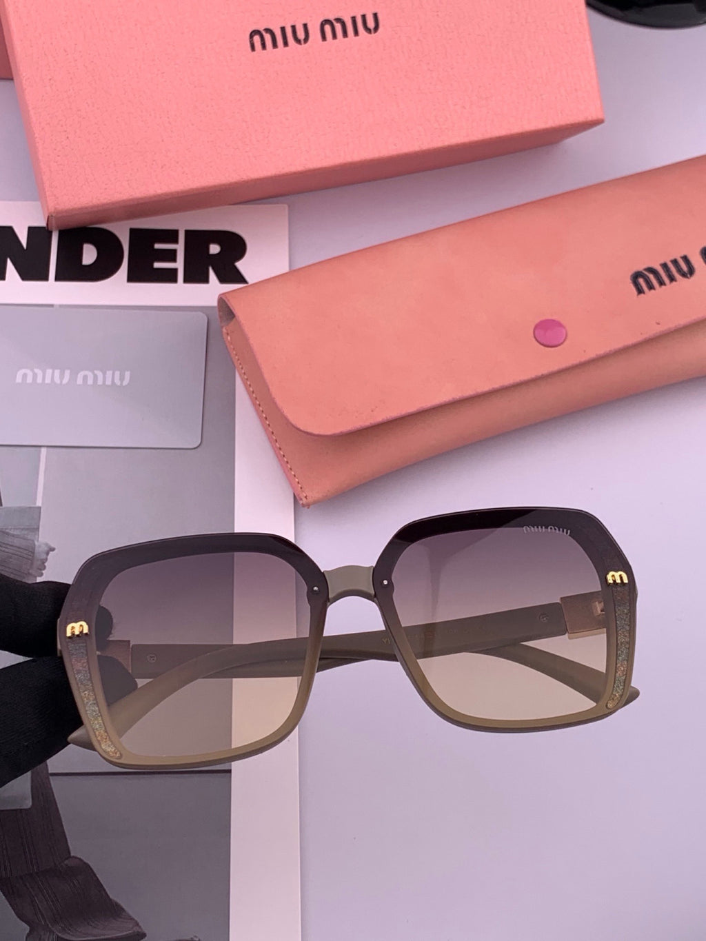 Miu Miu M4304 Fashion Black Lens Sunglasses for Men & Women
