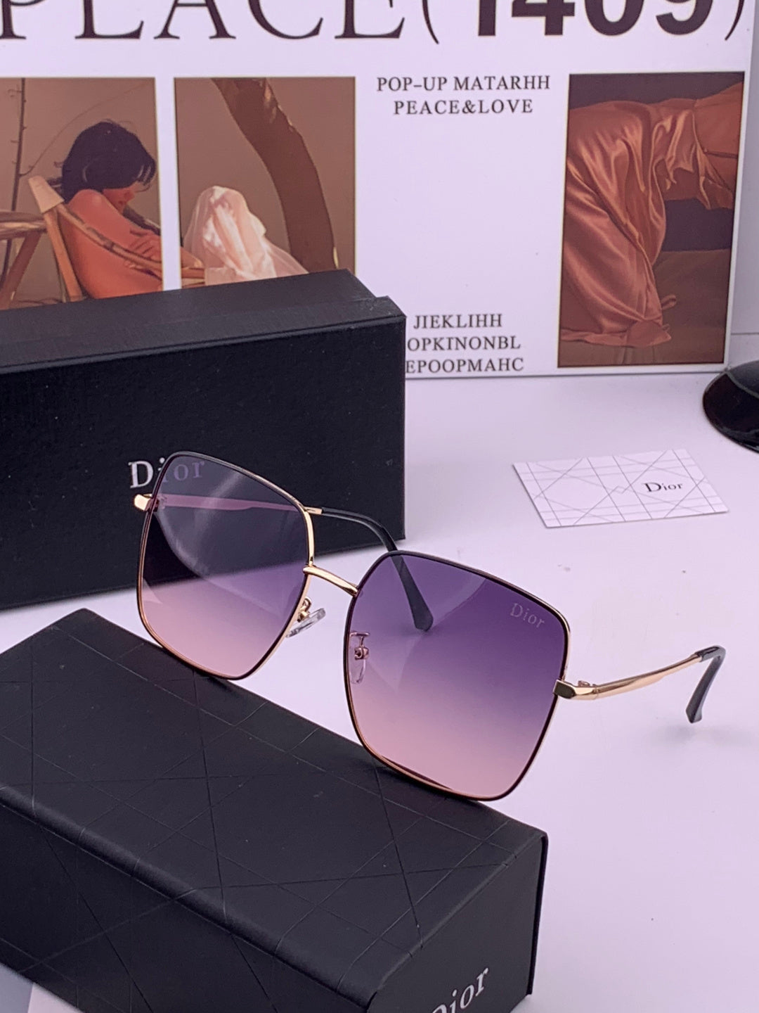 Dior D5813 Polarized Square Black Lens Sunglasses for Men & Women - detail image 2