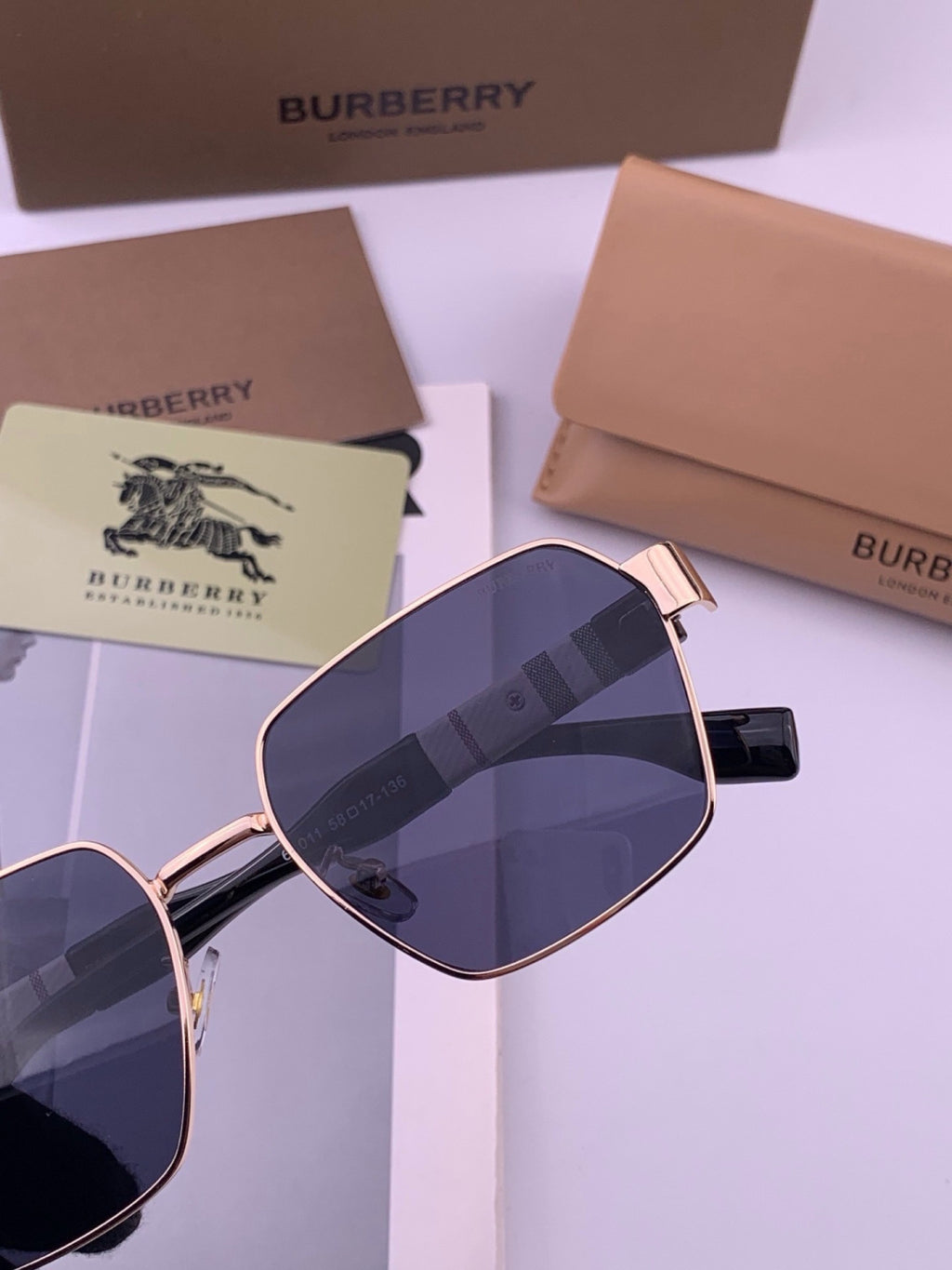 Burberry 101 Aviator Blue Lens Sunglasses for Men - detail image 4