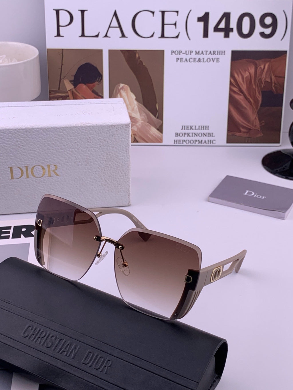 Dior CD6970 Square Gold Lens Sunglasses for Women - detail image 6
