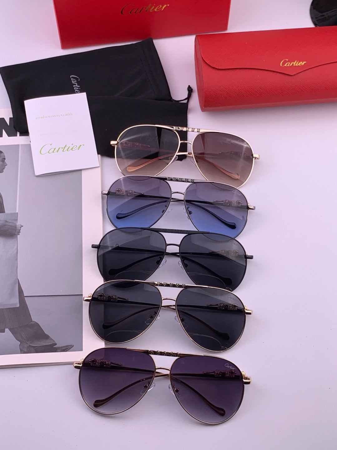 Cartier K41758 Fashion Red Lens Sunglasses for Men & Women - detail image 8