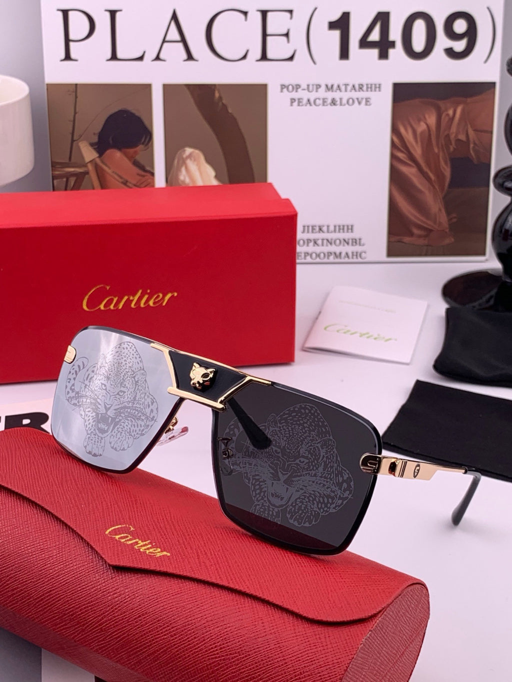 Cartier K11735 Fashion Black Lens Sunglasses for Men & Women - 487247 - detail image 3
