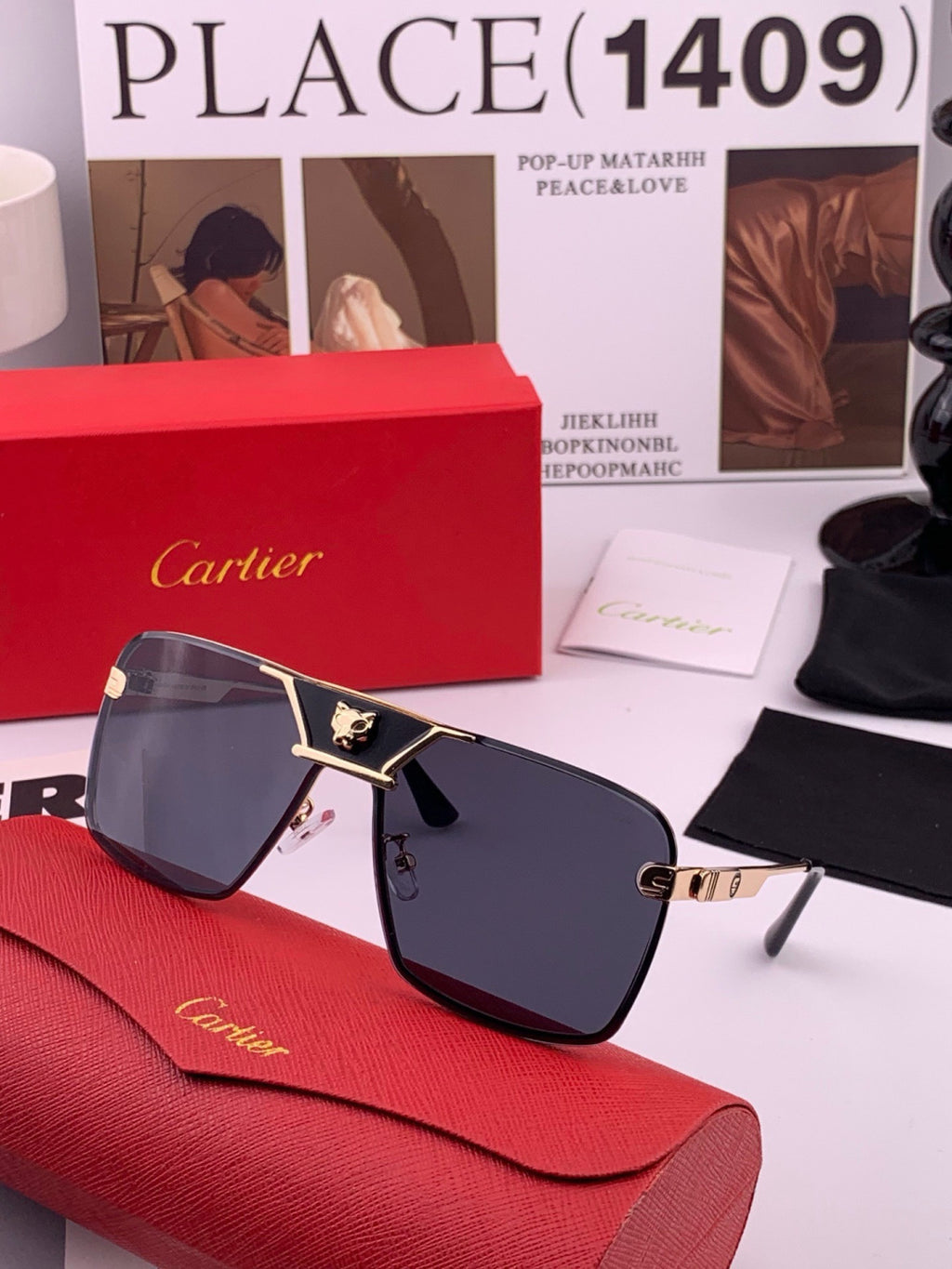 Cartier K11735 Fashion Black Lens Sunglasses for Men & Women - 487247 - detail image 2