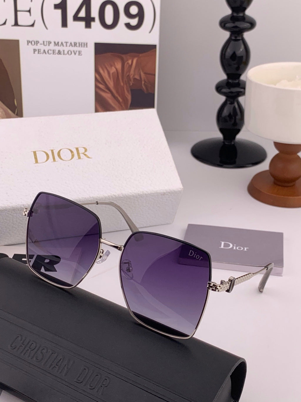 Dior D6310 Polarized Square Red Lens Sunglasses for Men & Women - detail image 2