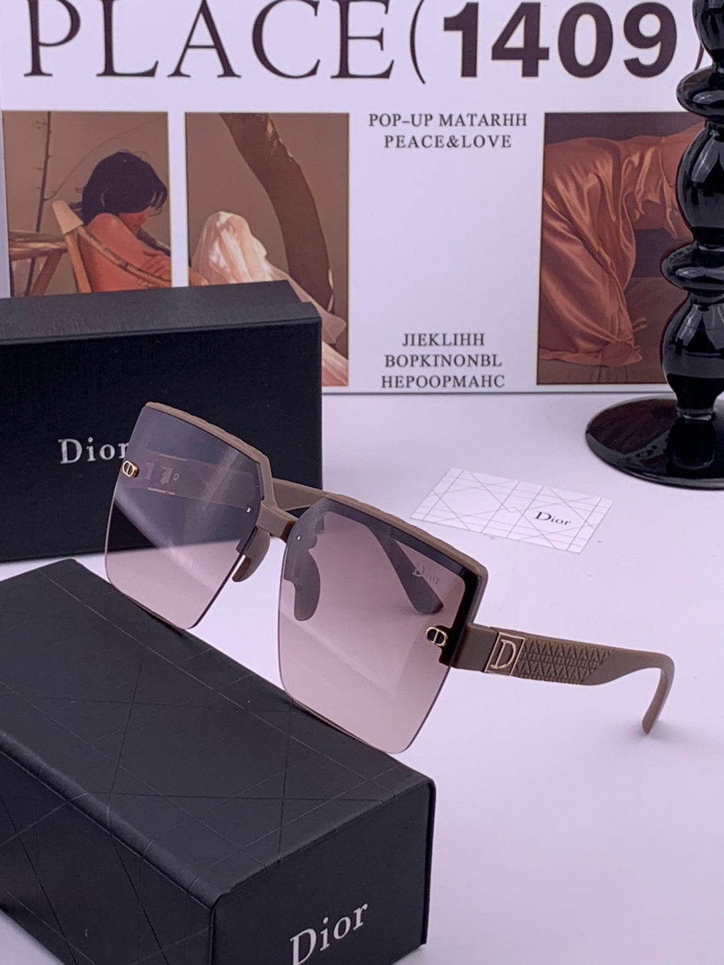 Dior D9805 Square Gold Lens Sunglasses for Men & Women - detail image 2