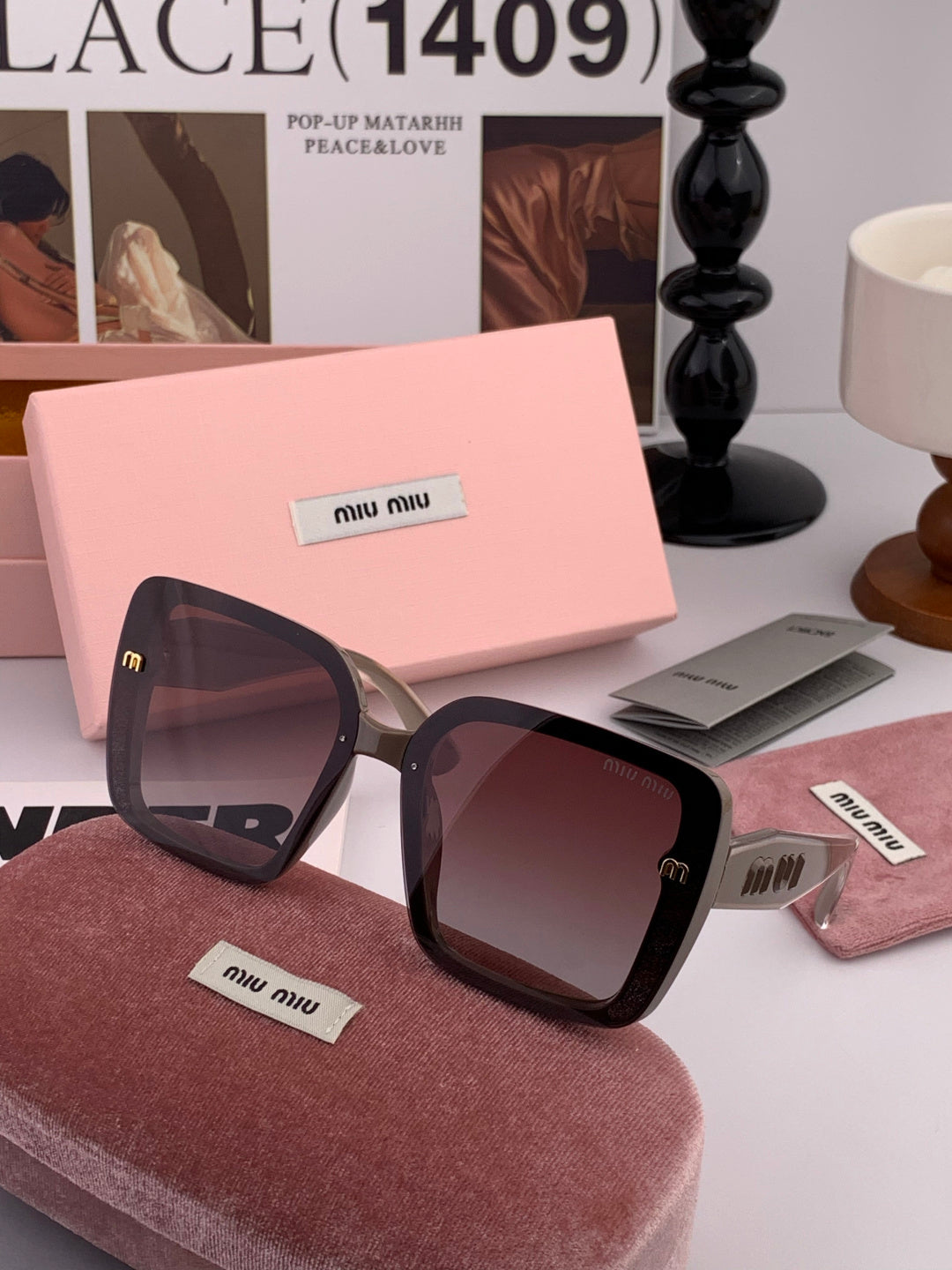 Miu Miu M5550 Fashion Black Lens Sunglasses for Men & Women - detail image 2
