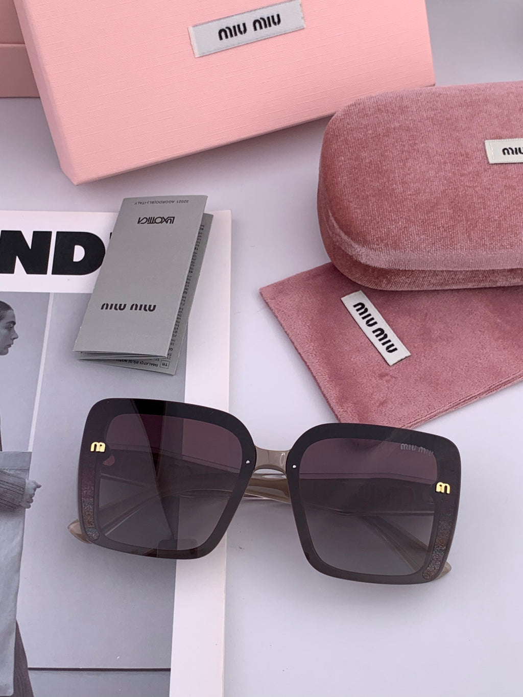Miu Miu M5550 Fashion Black Lens Sunglasses for Men & Women