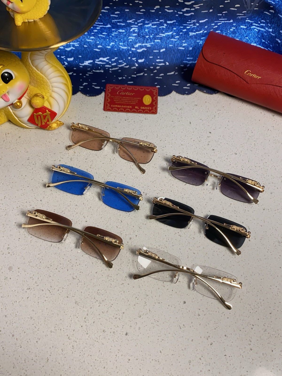 Cartier Fashion Blue Lens Sunglasses for Men & Women - 382742 - detail image 11