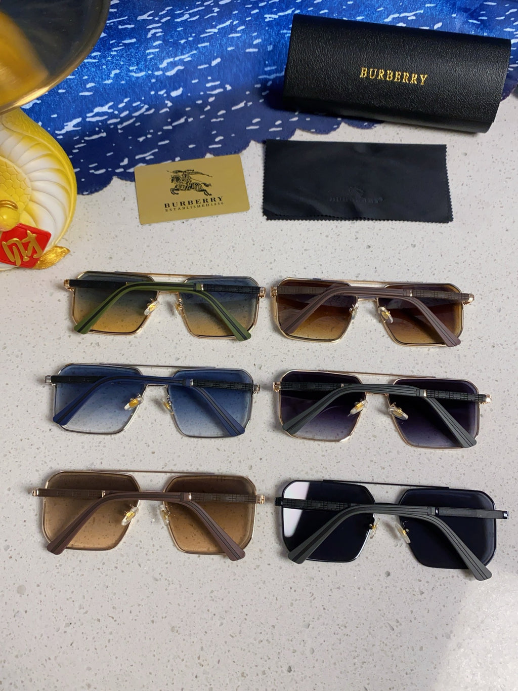 Burberry Polarized Metal Square Silver Lens Sunglasses for Men & Women - detail image 11