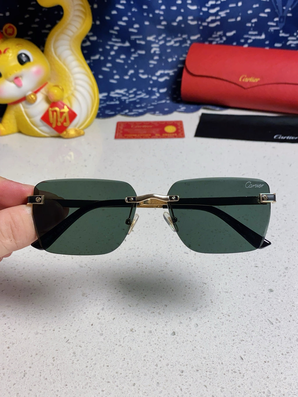 Cartier Lightweight Rimless Silver Lens Sunglasses for Men & Women - 432302 - detail image 4