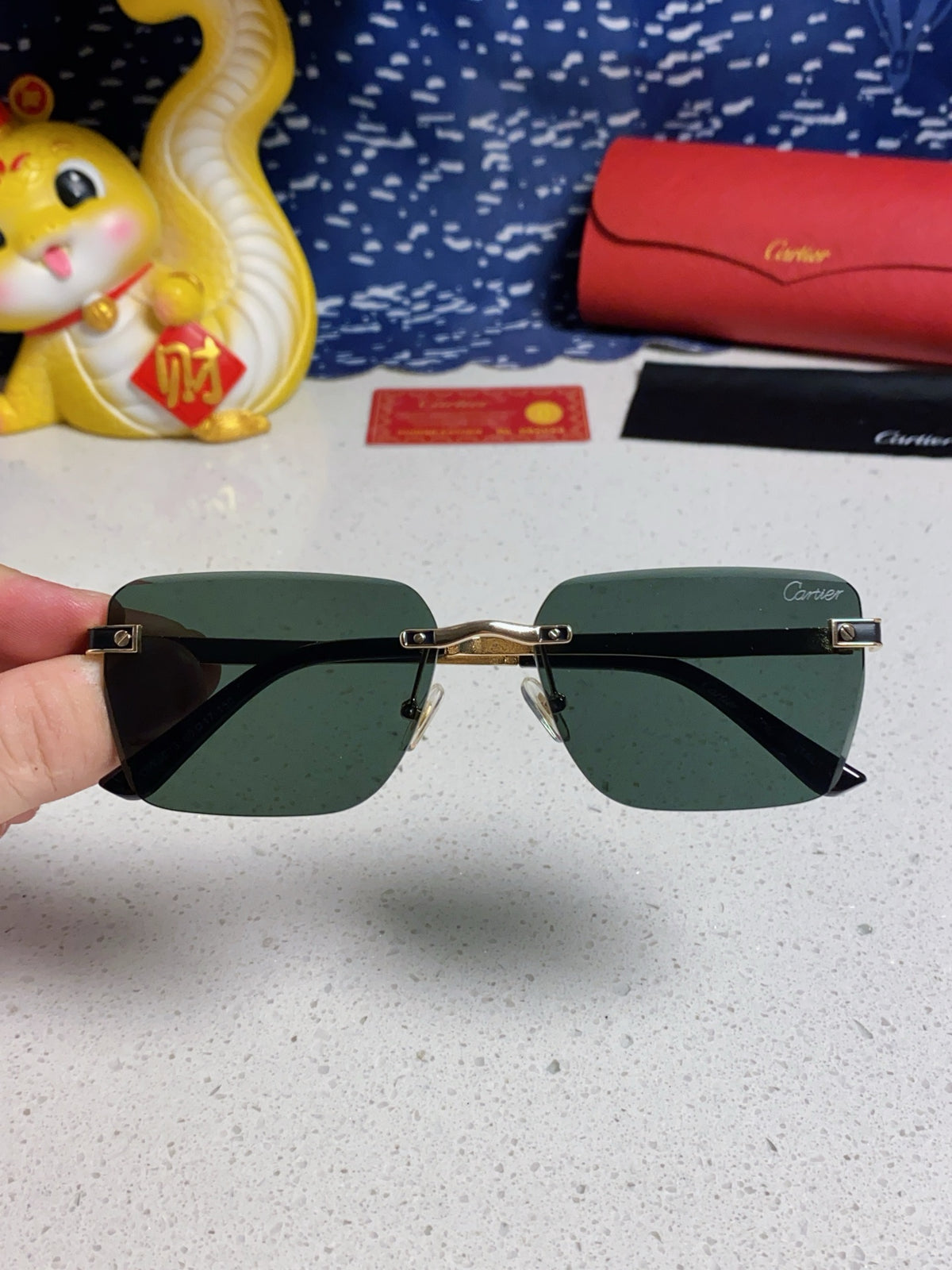 Cartier Lightweight Rimless Silver Lens Sunglasses for Men & Women - 432302 - detail image 4