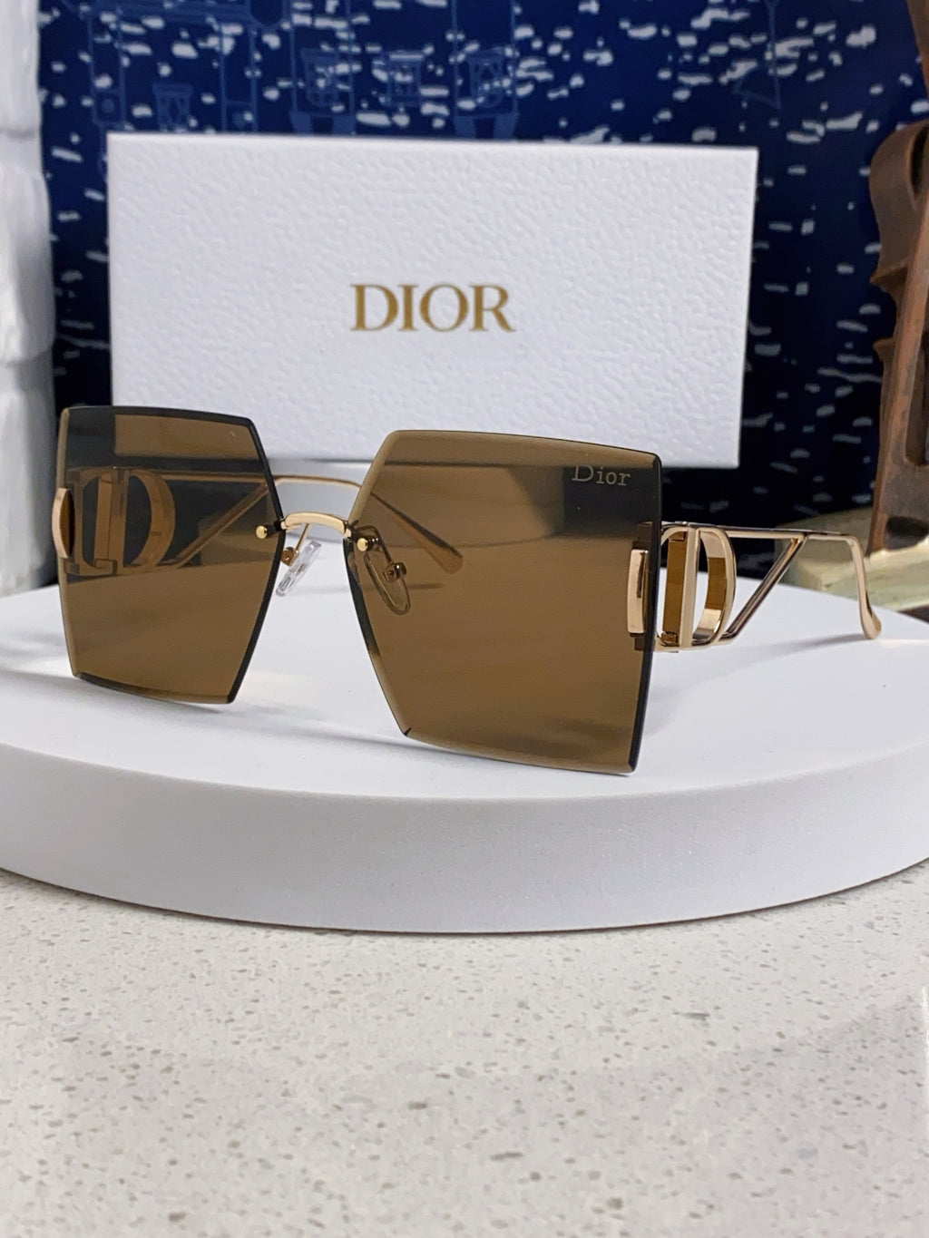 Dior 30MONTAIGNE Lightweight Rimless Brown Lens Sunglasses for Men & Women