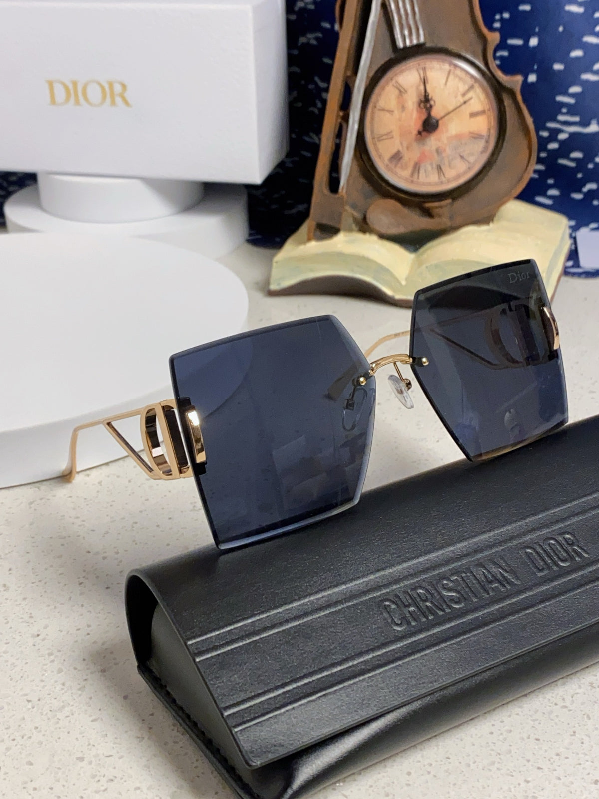 Dior 30MONTAIGNE Lightweight Rimless Blue Lens Sunglasses for Men & Women - detail image 10